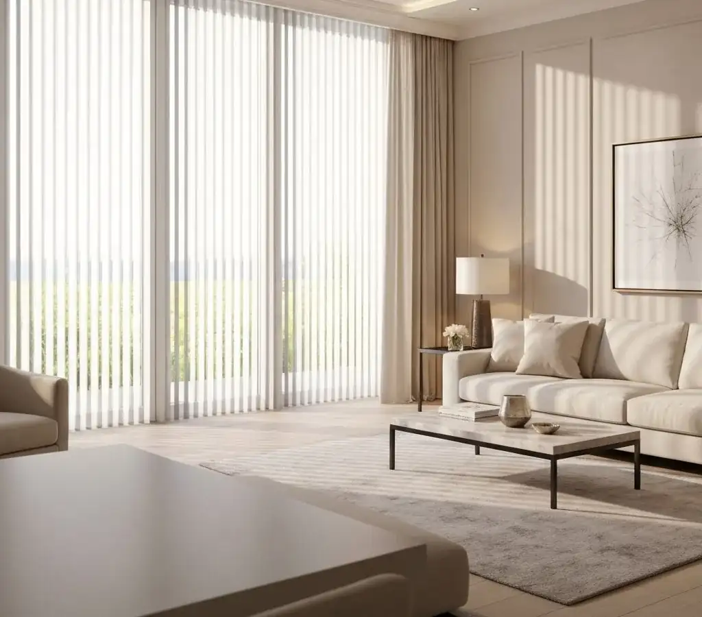 Persianas e cortinas em ambiente moderno